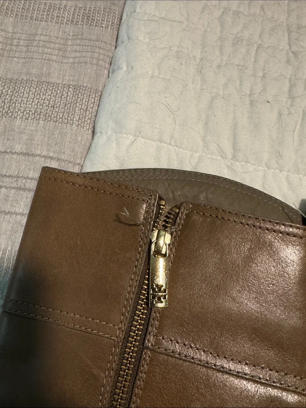Tory Burch Olive Brown Leather Knee-High Block Heel Boots